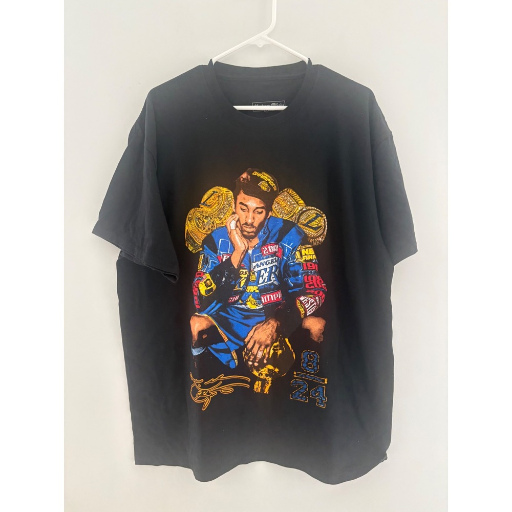 Kobe Bryant Lakers Graphic T-Shirt Black Mamba Championship Rings Mens Medium
